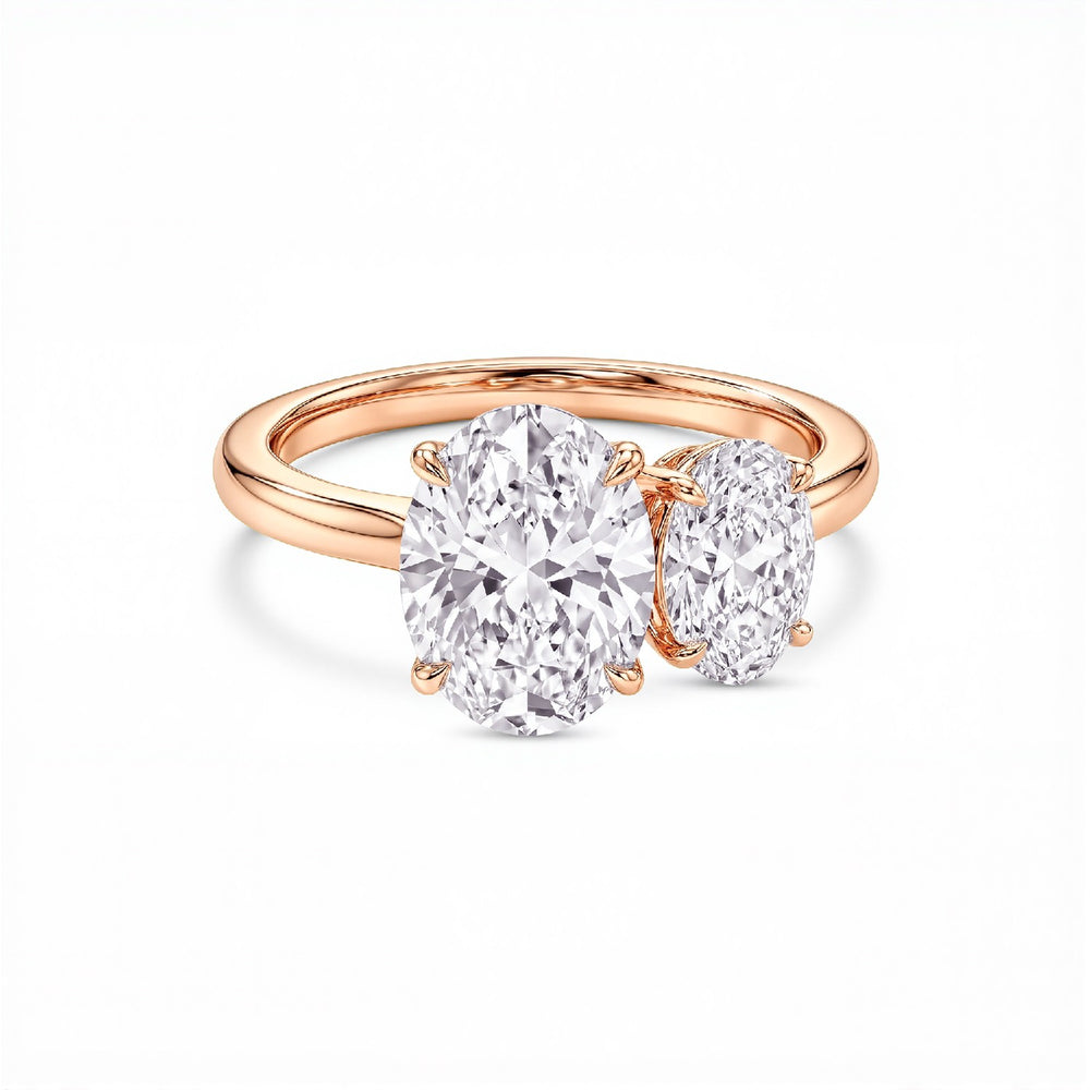 GrownńDiva 1.40ctw Toi et Moi Oval Lab Diamond Ring | 18kt Gold Vermeil on 925