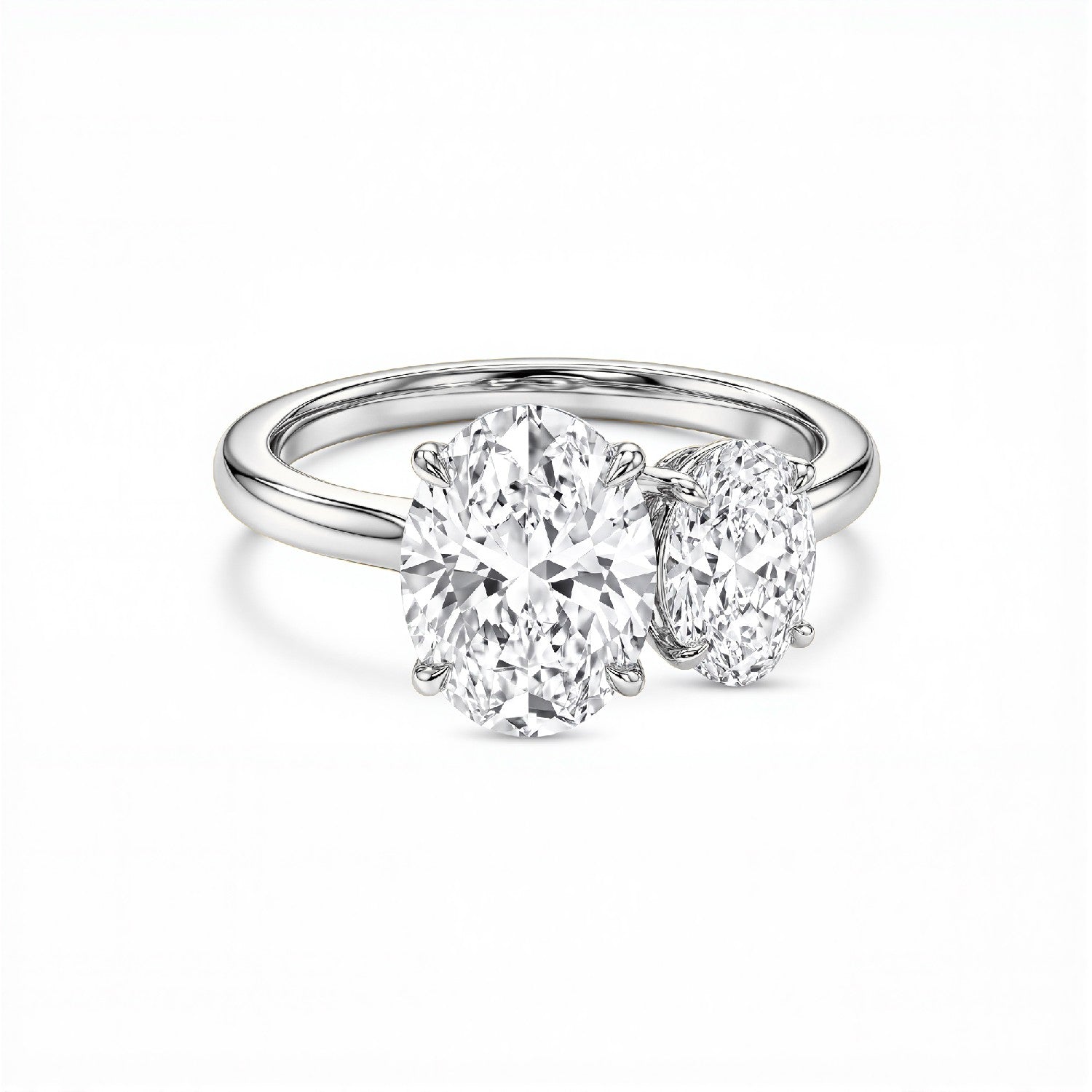 GrownńDiva 1.40ctw Toi et Moi Oval Lab Diamond Ring | 18kt Gold Vermeil on 925