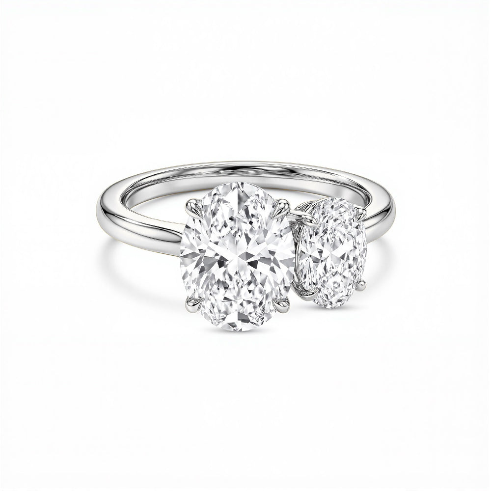 GrownńDiva 1.40ctw Toi et Moi Oval Lab Diamond Ring | 18kt Gold Vermeil on 925