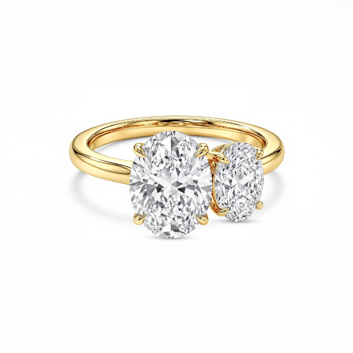 GrownńDiva 1.40ctw Toi et Moi Oval Lab Diamond Ring | 18kt Gold Vermeil on 925