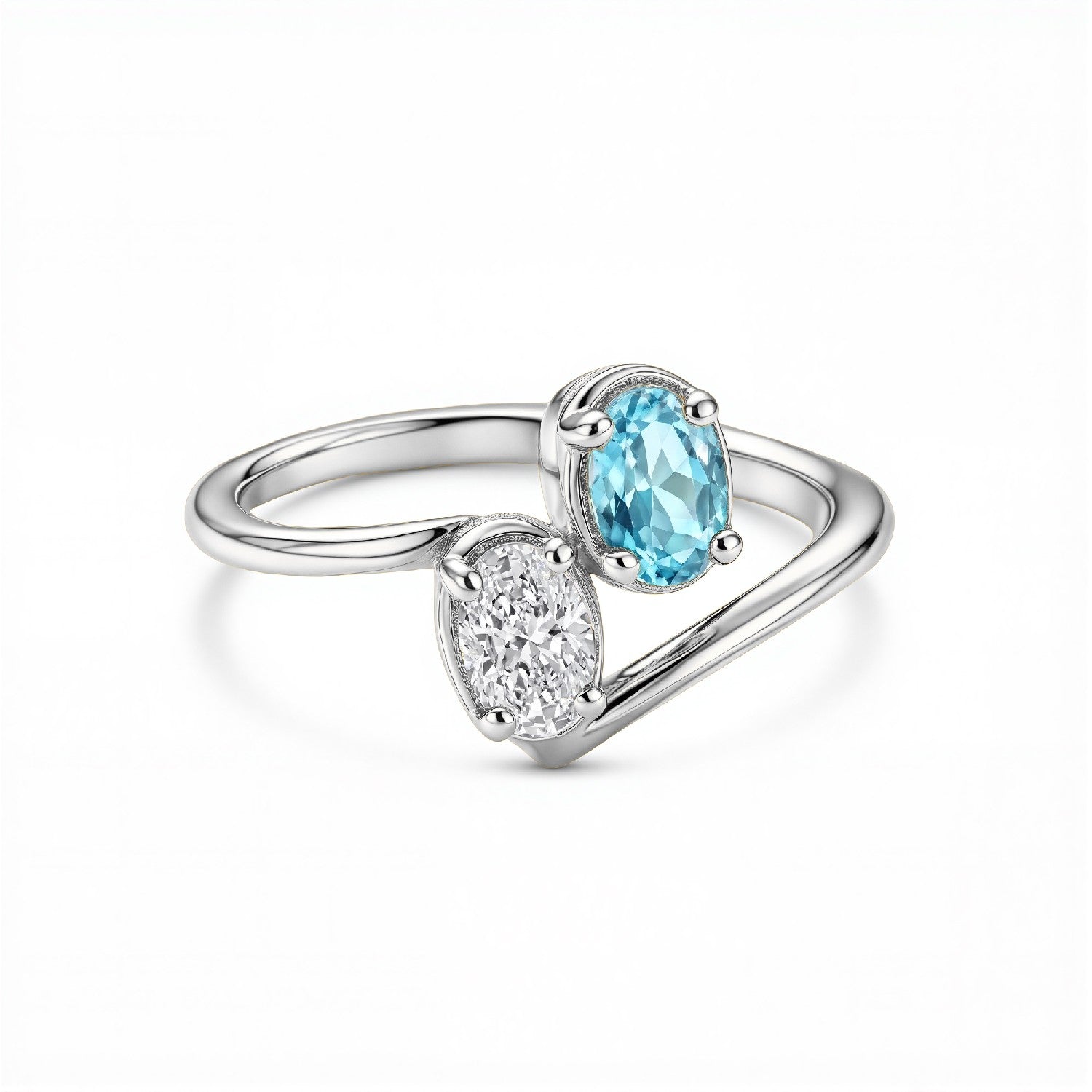 GrownńDiva 2.00ctw Toi et Moi Lab Diamond Ring | 18kt Gold Vermeil on 925 Silver