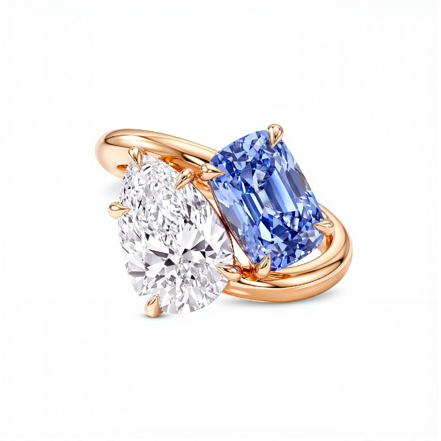 GrownńDiva 4.00ctw Statement Toi et Moi Ring | 18kt Gold Vermeil on 925 Silver