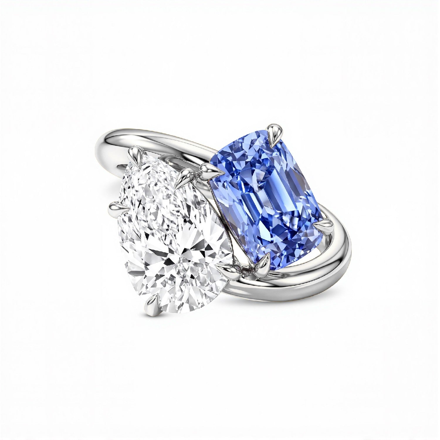 GrownńDiva 4.00ctw Statement Toi et Moi Ring | 18kt Gold Vermeil on 925 Silver