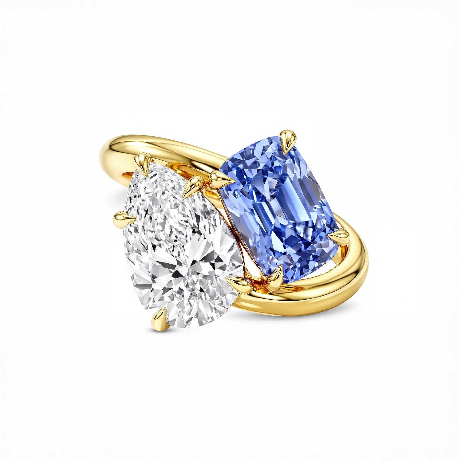 GrownńDiva 4.00ctw Statement Toi et Moi Ring | 18kt Gold Vermeil on 925 Silver