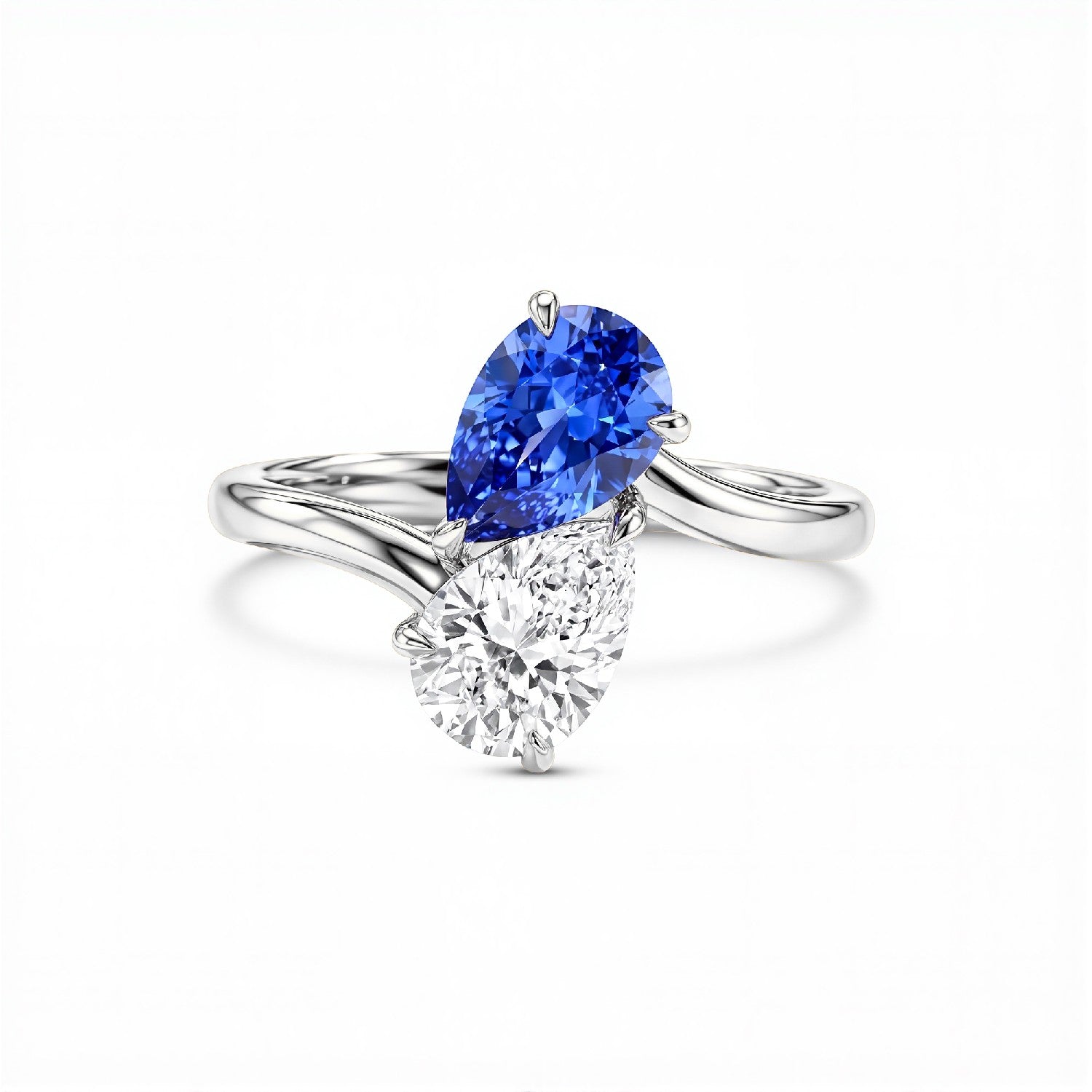 GrownńDiva 2.00ctw Toi et Moi Lab Diamond Ring | 18kt Gold Vermeil on 925 Silver