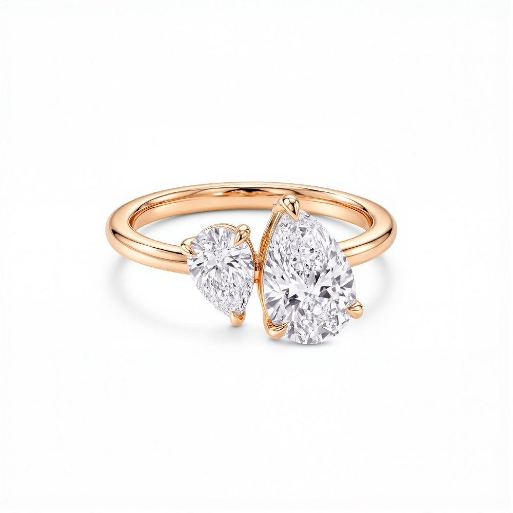 1.35 CTW Pear Shape  Toi et Moi Lab Diamond Two-Stone Ring – 18k Gold Vermeil over 925 Silver.GrownDiva