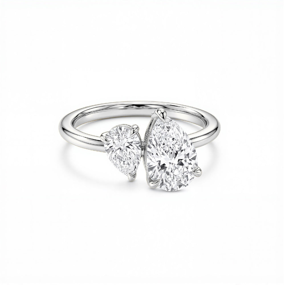 1.35 CTW Pear Shape  Toi et Moi Lab Diamond Two-Stone Ring – 18k Gold Vermeil over 925 Silver.GrownDiva
