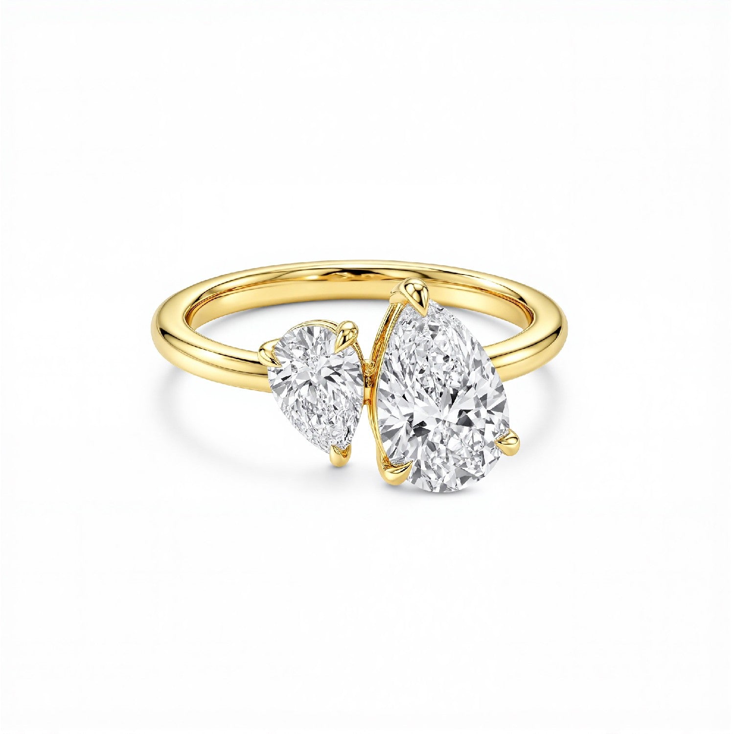 1.35 CTW Pear Shape  Toi et Moi Lab Diamond Two-Stone Ring – 18k Gold Vermeil over 925 Silver.GrownDiva