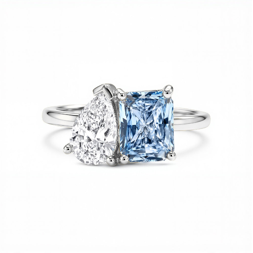 Cerulean Duo "Toi et Moi" Lab Diamond Ring | 2.00 CTW in 18kt Gold Vermeil.GrownDiva