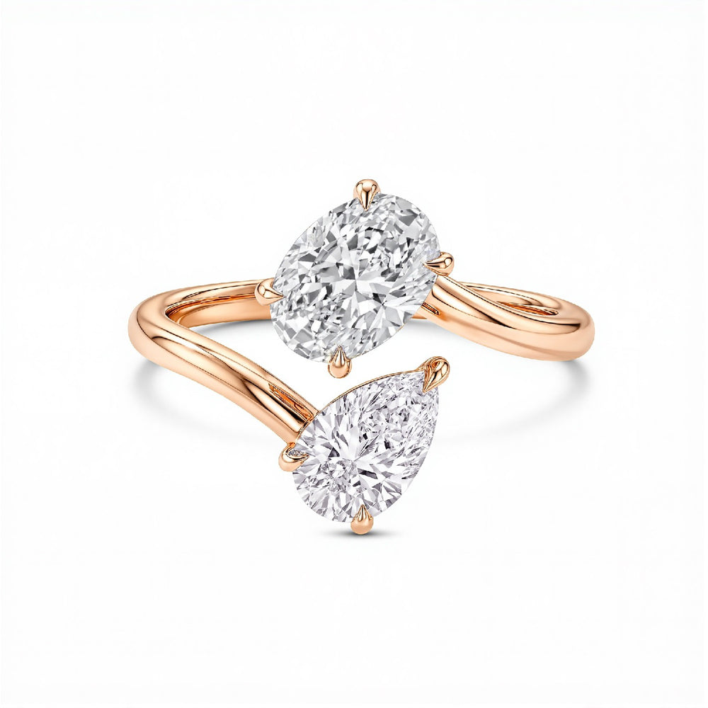 GrownńDiva 2.00 CTW Emerald & Pear "Toi et Moi" Ring | 18kt Gold Vermeil