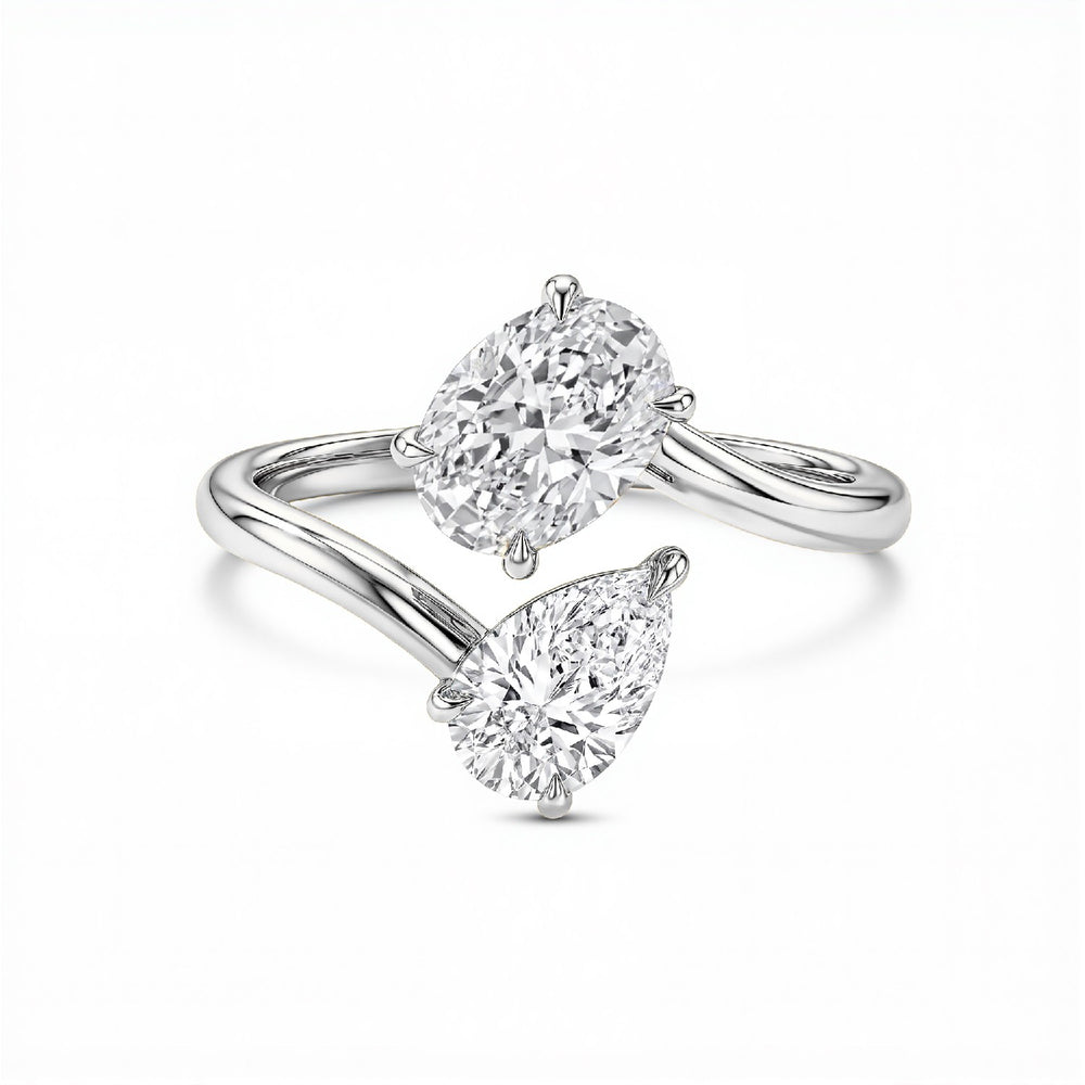 GrownńDiva 2.00 CTW Emerald & Pear "Toi et Moi" Ring | 18kt Gold Vermeil