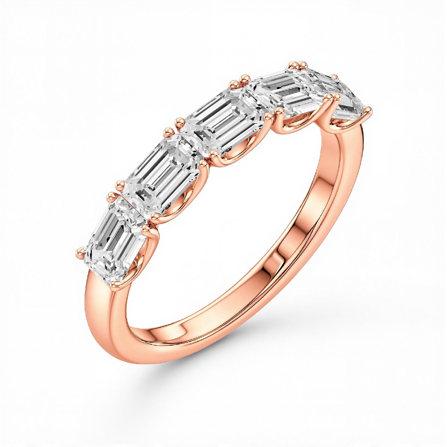 GrownńDiva 1.50 CTW Lab-Grown Diamond Emerald-Cut Five-Stone Band in 18KT Gold Vermeil