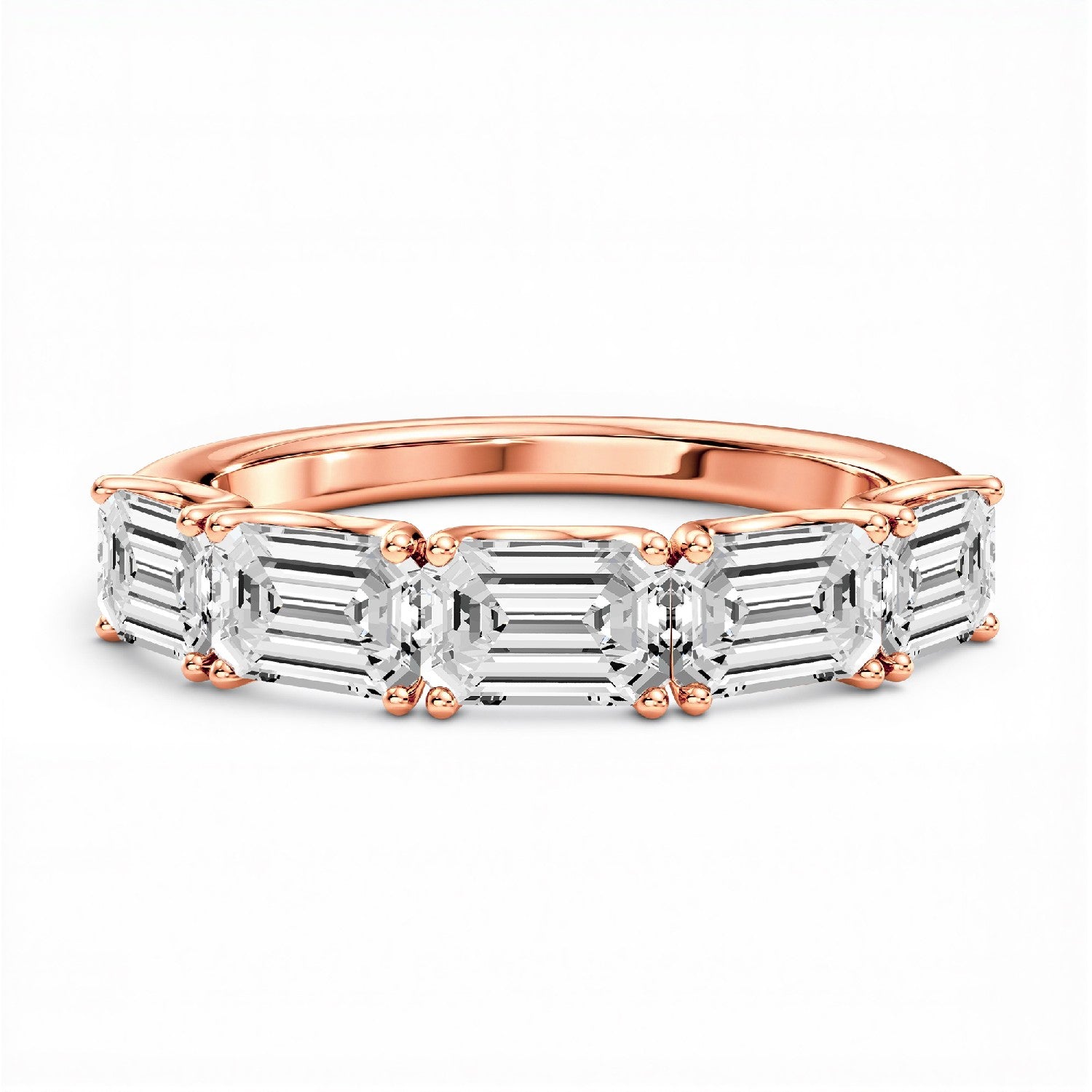 GrownńDiva 1.50 CTW Lab-Grown Diamond Emerald-Cut Five-Stone Band in 18KT Gold Vermeil