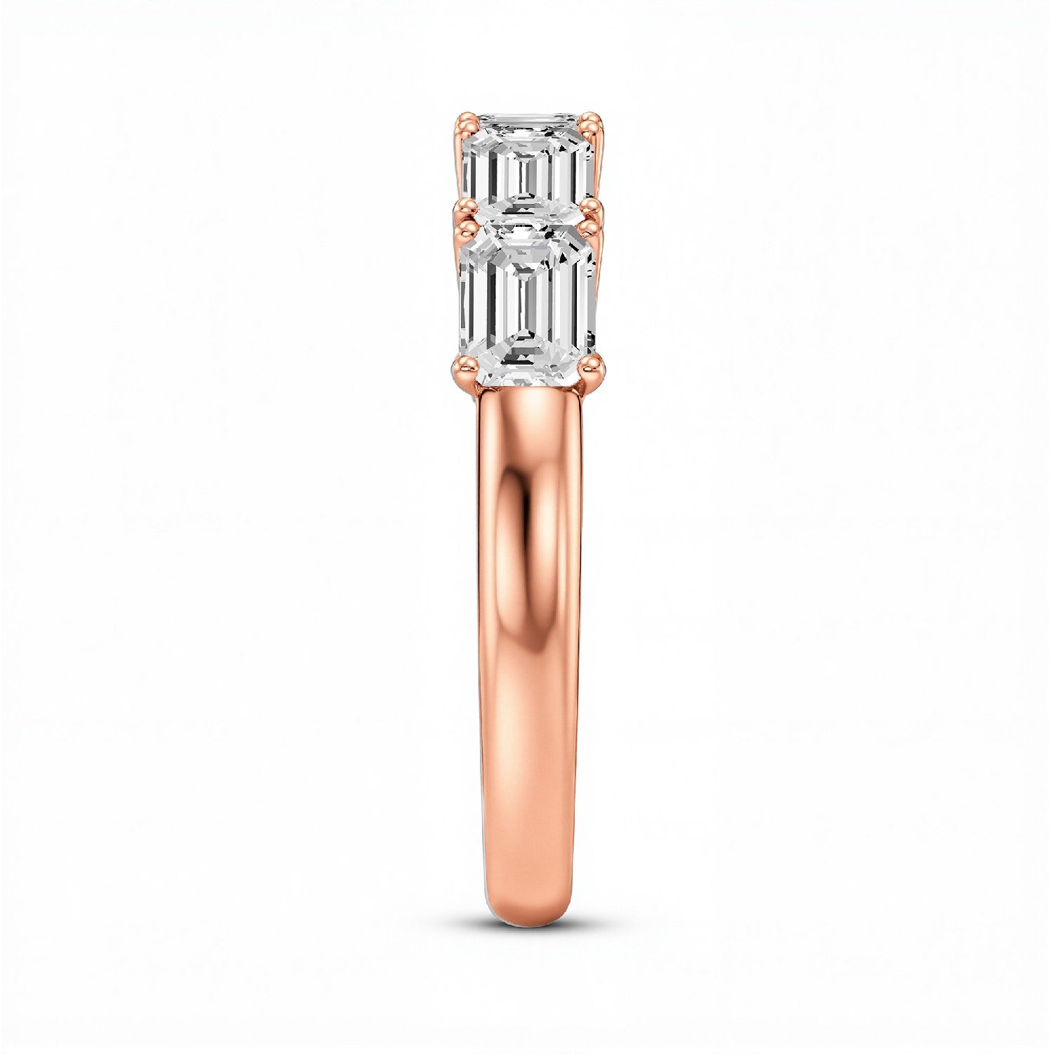 GrownńDiva 1.50 CTW Lab-Grown Diamond Emerald-Cut Five-Stone Band in 18KT Gold Vermeil