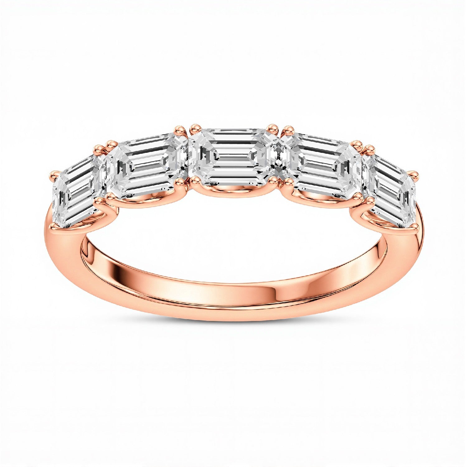GrownńDiva 1.50 CTW Lab-Grown Diamond Emerald-Cut Five-Stone Band in 18KT Gold Vermeil