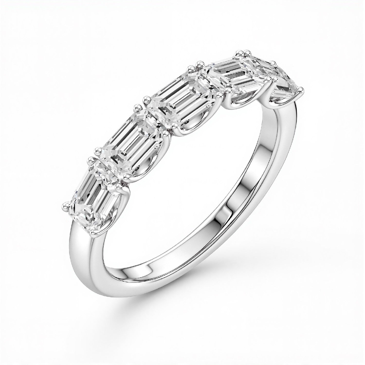 GrownńDiva 1.50 CTW Lab-Grown Diamond Emerald-Cut Five-Stone Band in 18KT Gold Vermeil