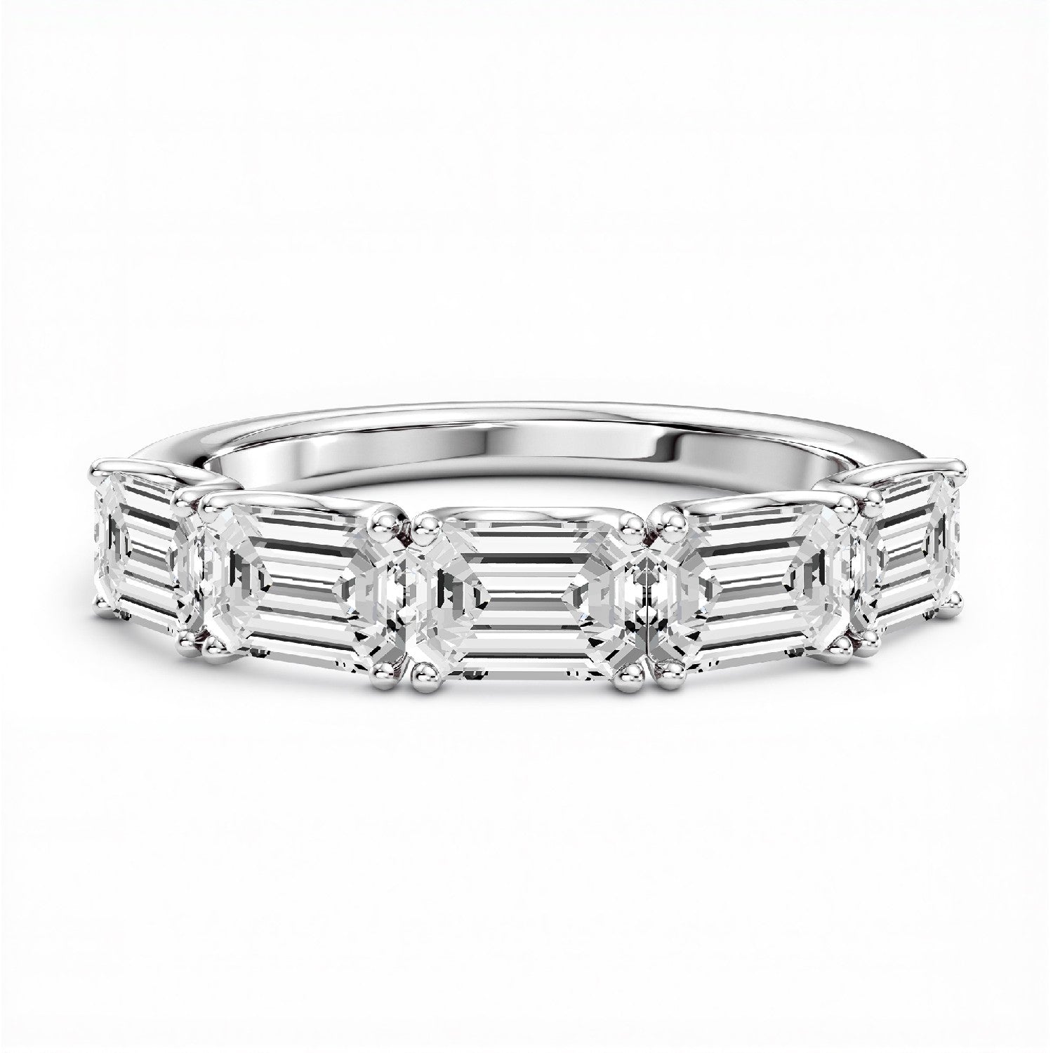 GrownńDiva 1.50 CTW Lab-Grown Diamond Emerald-Cut Five-Stone Band in 18KT Gold Vermeil