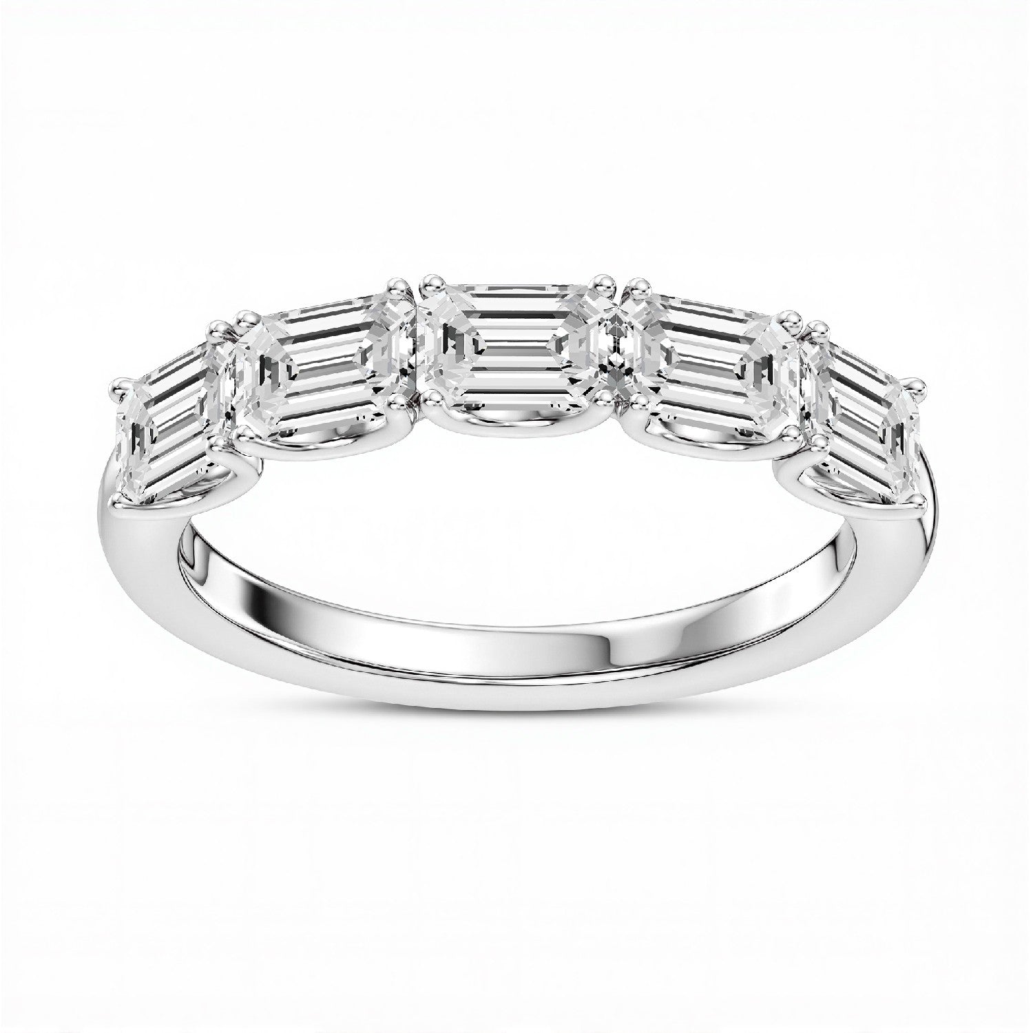 GrownńDiva 1.50 CTW Lab-Grown Diamond Emerald-Cut Five-Stone Band in 18KT Gold Vermeil