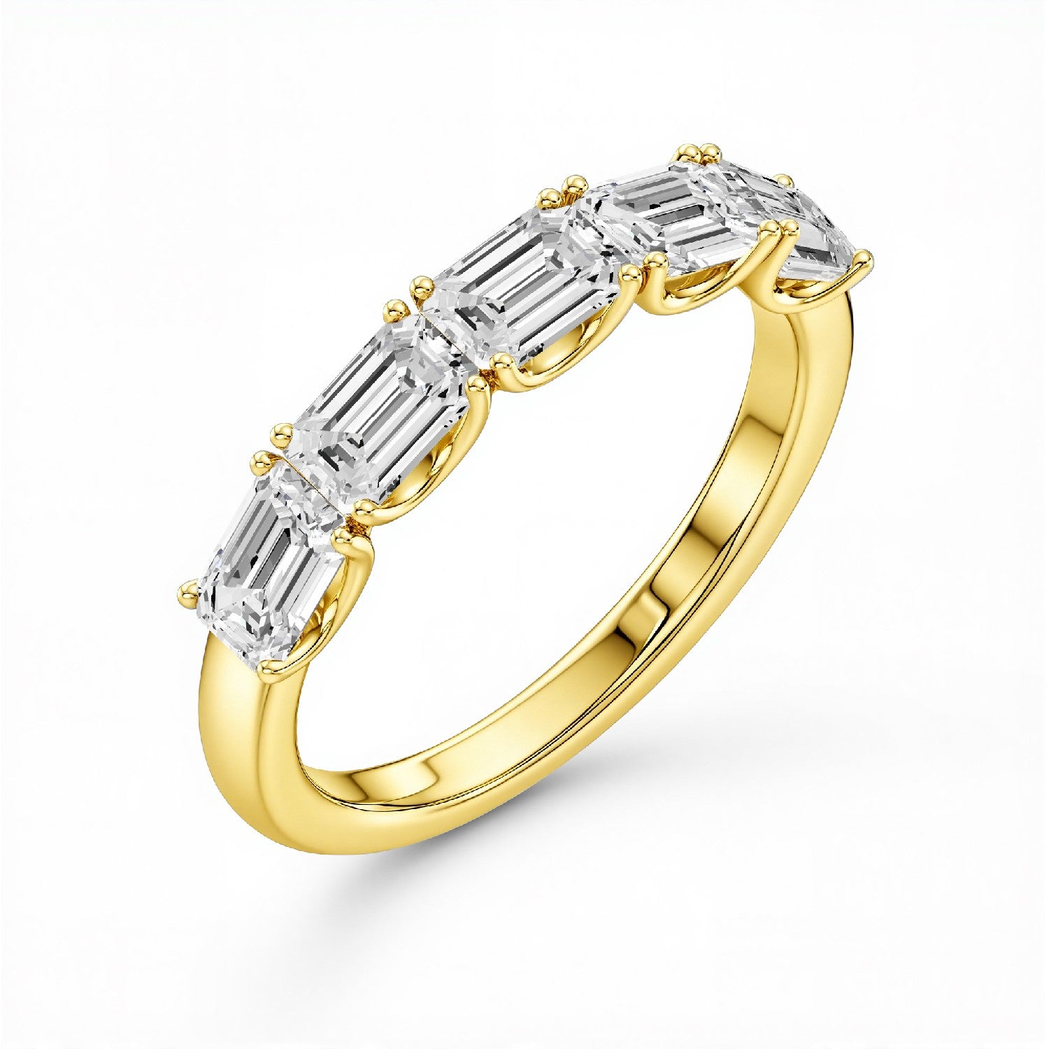 GrownńDiva 1.50 CTW Lab-Grown Diamond Emerald-Cut Five-Stone Band in 18KT Gold Vermeil