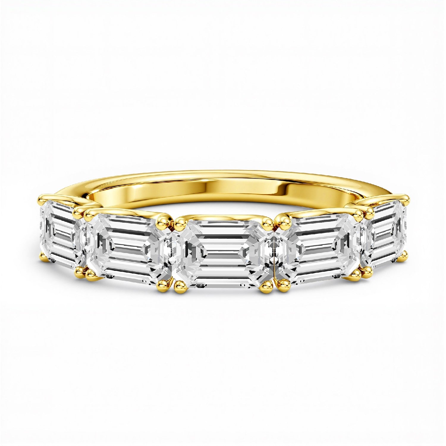 GrownńDiva 1.50 CTW Lab-Grown Diamond Emerald-Cut Five-Stone Band in 18KT Gold Vermeil