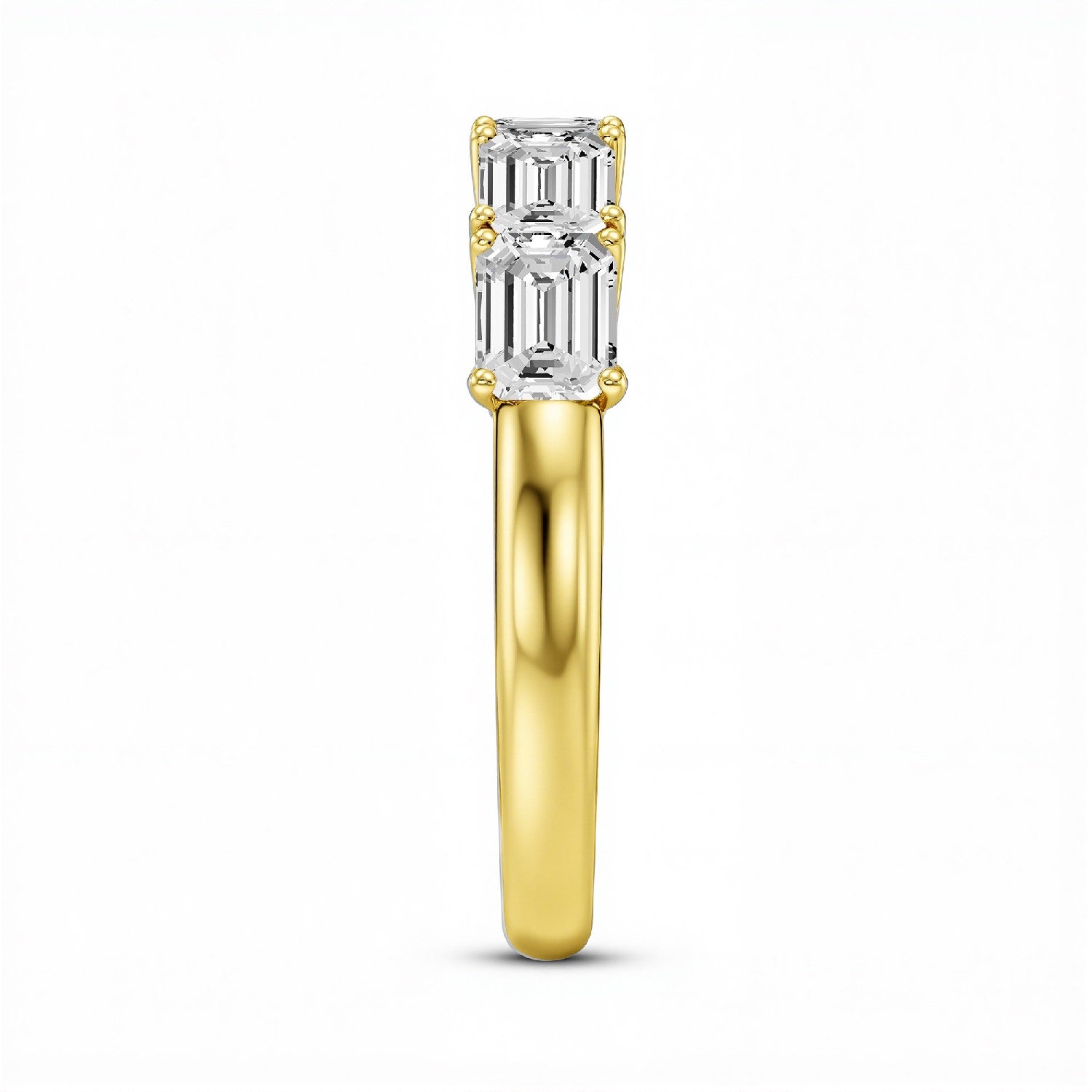 GrownńDiva 1.50 CTW Lab-Grown Diamond Emerald-Cut Five-Stone Band in 18KT Gold Vermeil
