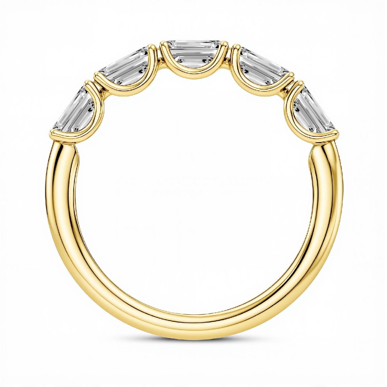 GrownńDiva 1.50 CTW Lab-Grown Diamond Emerald-Cut Five-Stone Band in 18KT Gold Vermeil