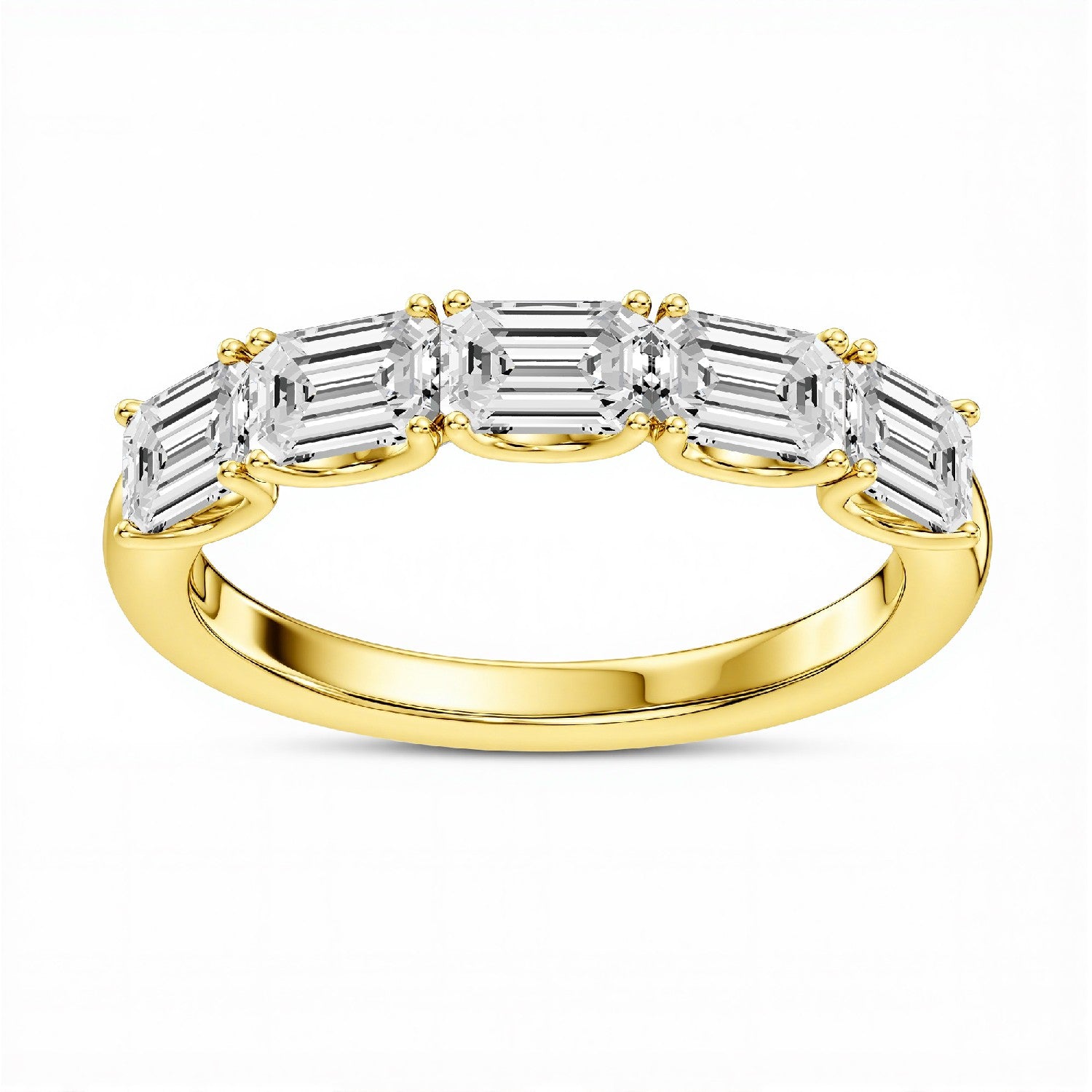 GrownńDiva 1.50 CTW Lab-Grown Diamond Emerald-Cut Five-Stone Band in 18KT Gold Vermeil