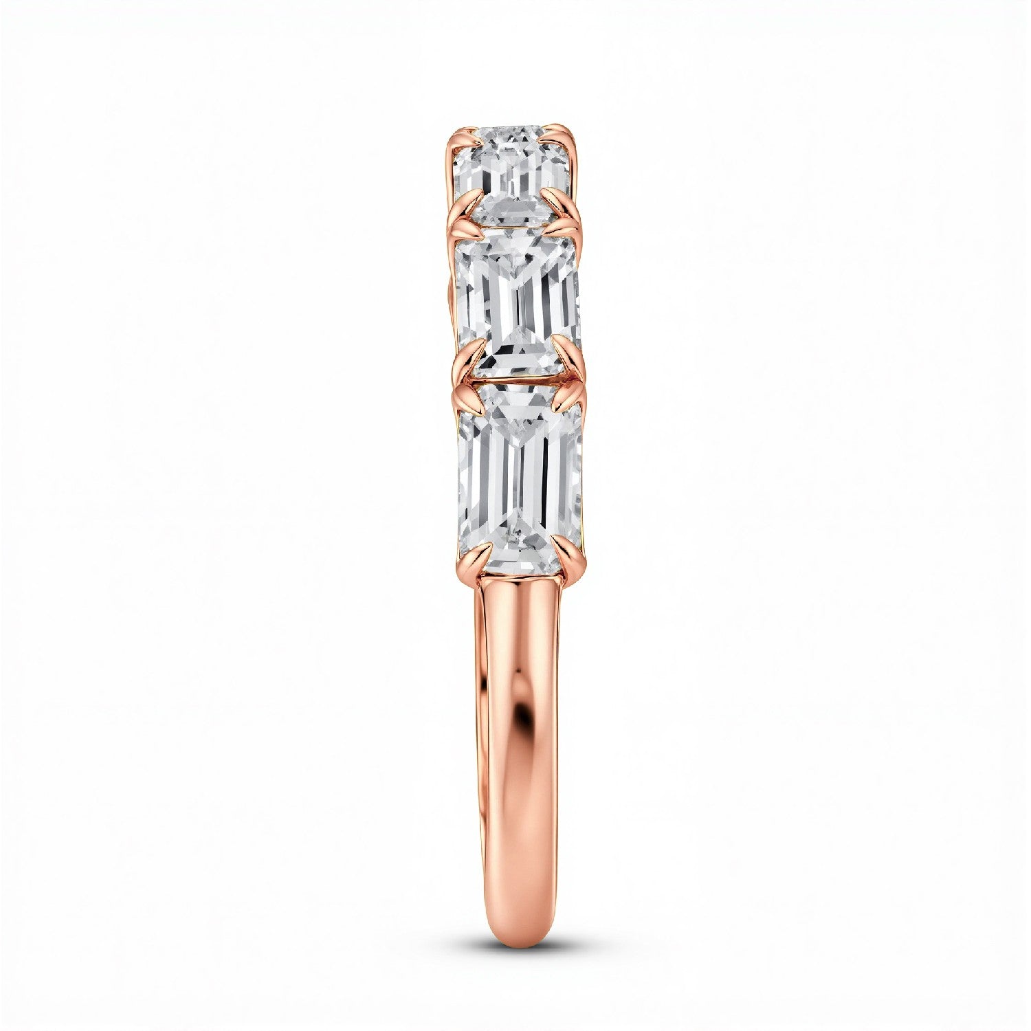 GrownńDiva 1.50 CTW Emerald-Cut Lab-Grown Diamond Five-Stone Band in 18KT Gold Vermeil
