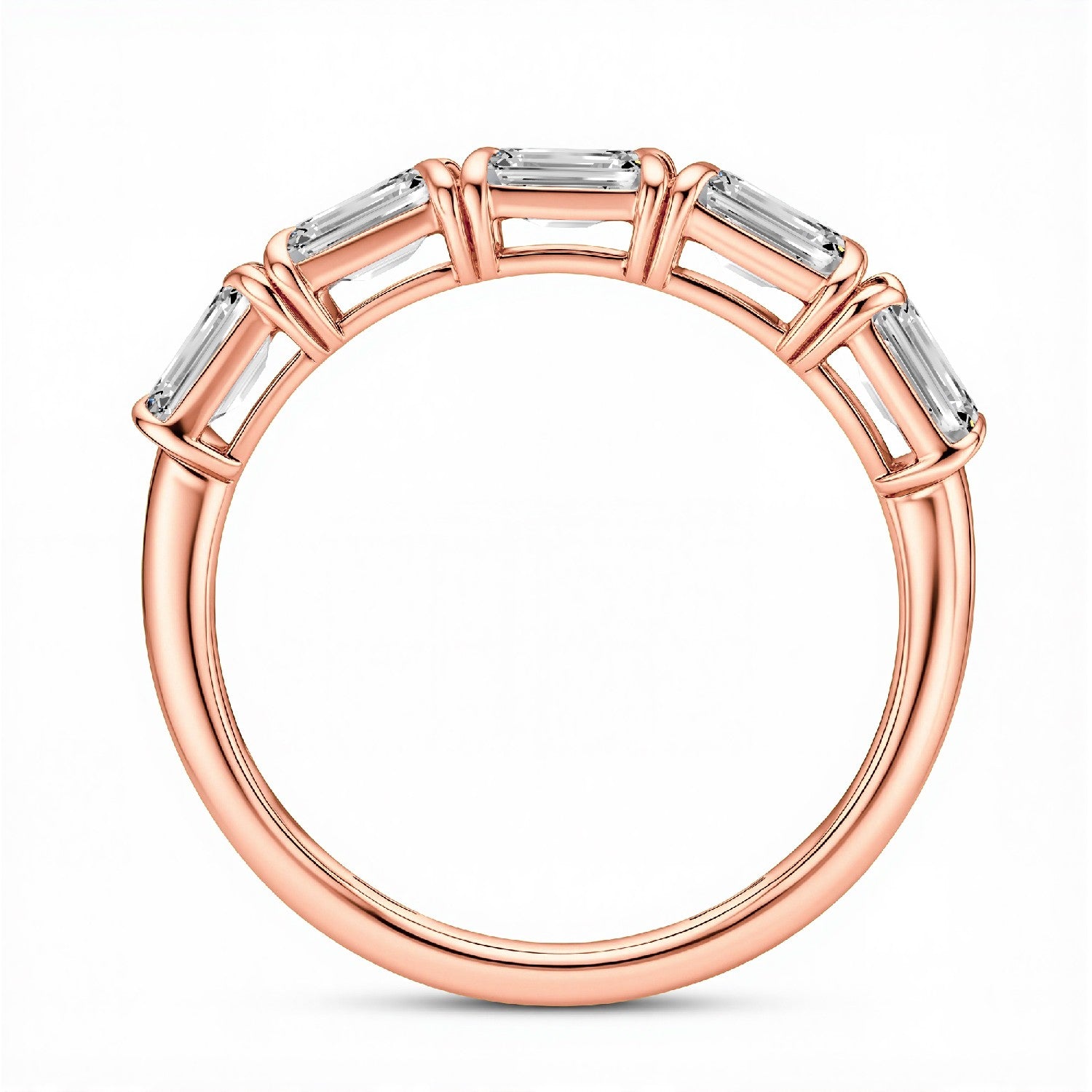 GrownńDiva 1.50 CTW Emerald-Cut Lab-Grown Diamond Five-Stone Band in 18KT Gold Vermeil