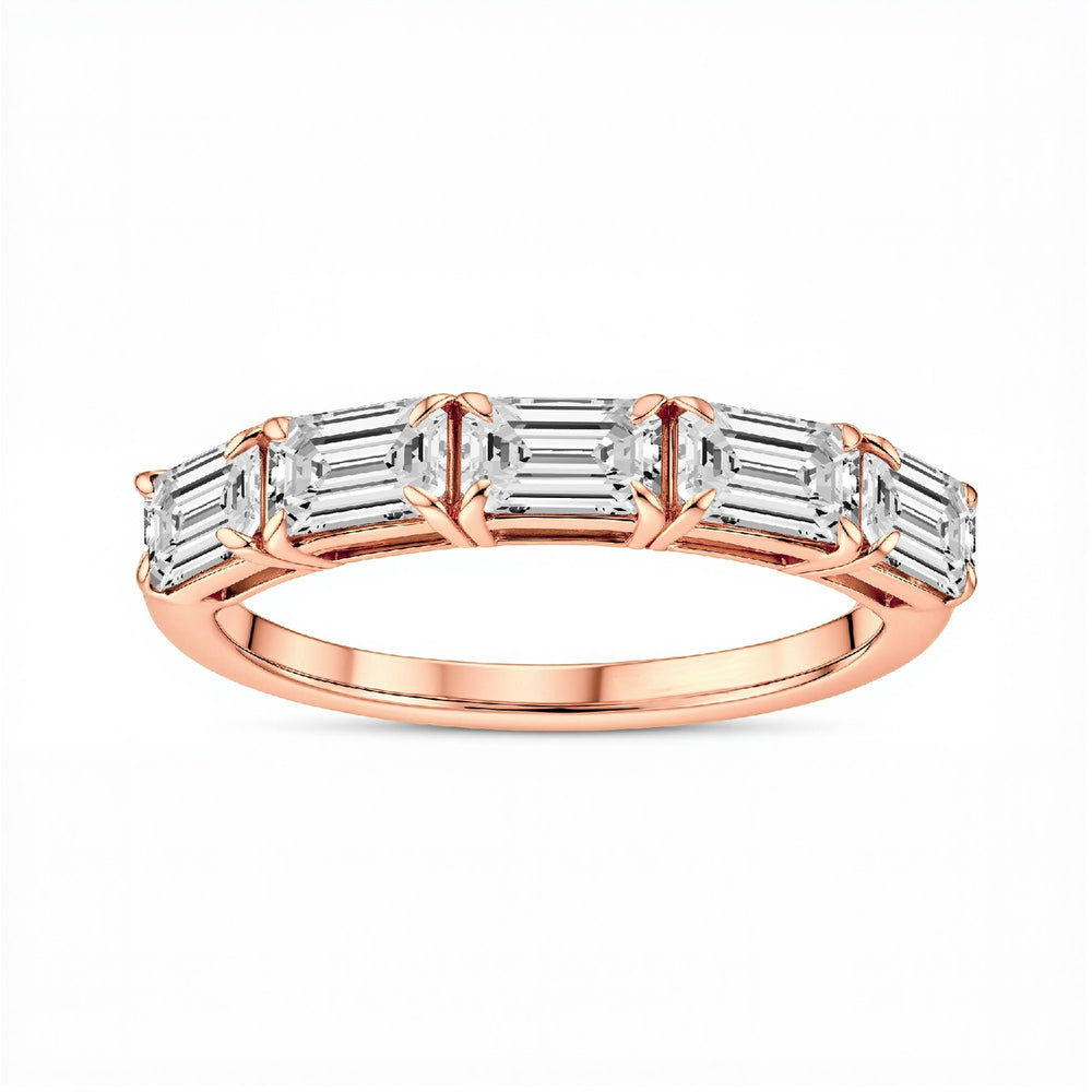 GrownńDiva 1.50 CTW Emerald-Cut Lab-Grown Diamond Five-Stone Band in 18KT Gold Vermeil