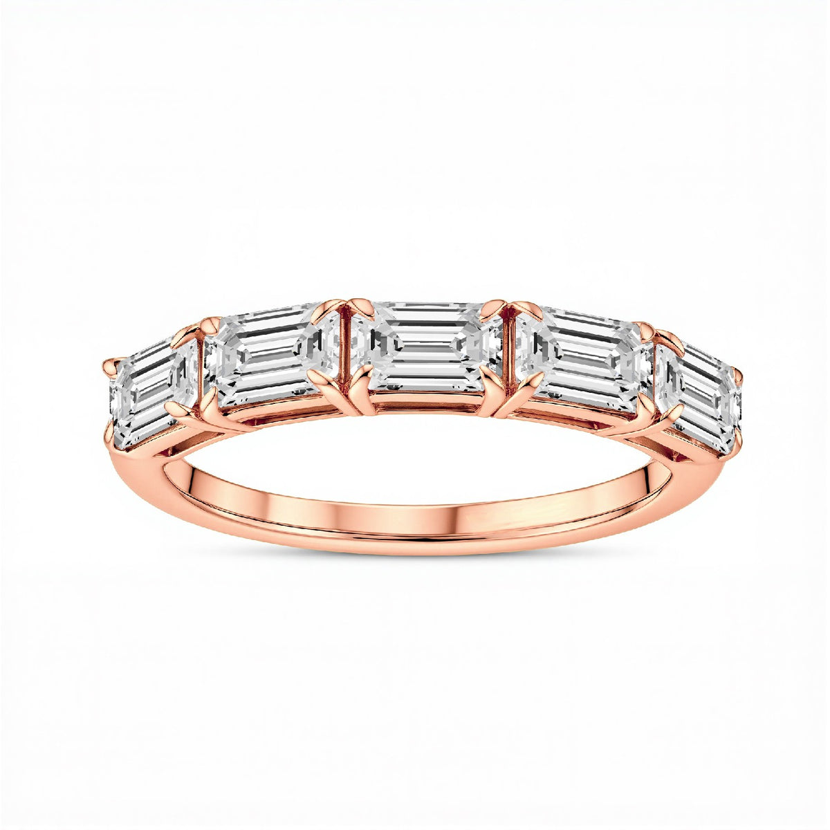 GrownnDiva 1.50 CTW Emerald-Cut Lab-Grown Diamond Five-Stone Band in 18KT Gold Vermeil