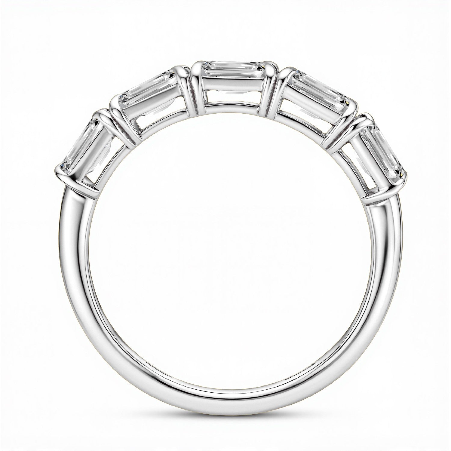 GrownńDiva 1.50 CTW Emerald-Cut Lab-Grown Diamond Five-Stone Band in 18KT Gold Vermeil