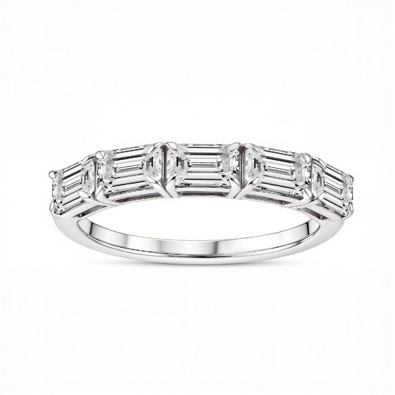 GrownńDiva 1.50 CTW Emerald-Cut Lab-Grown Diamond Five-Stone Band in 18KT Gold Vermeil