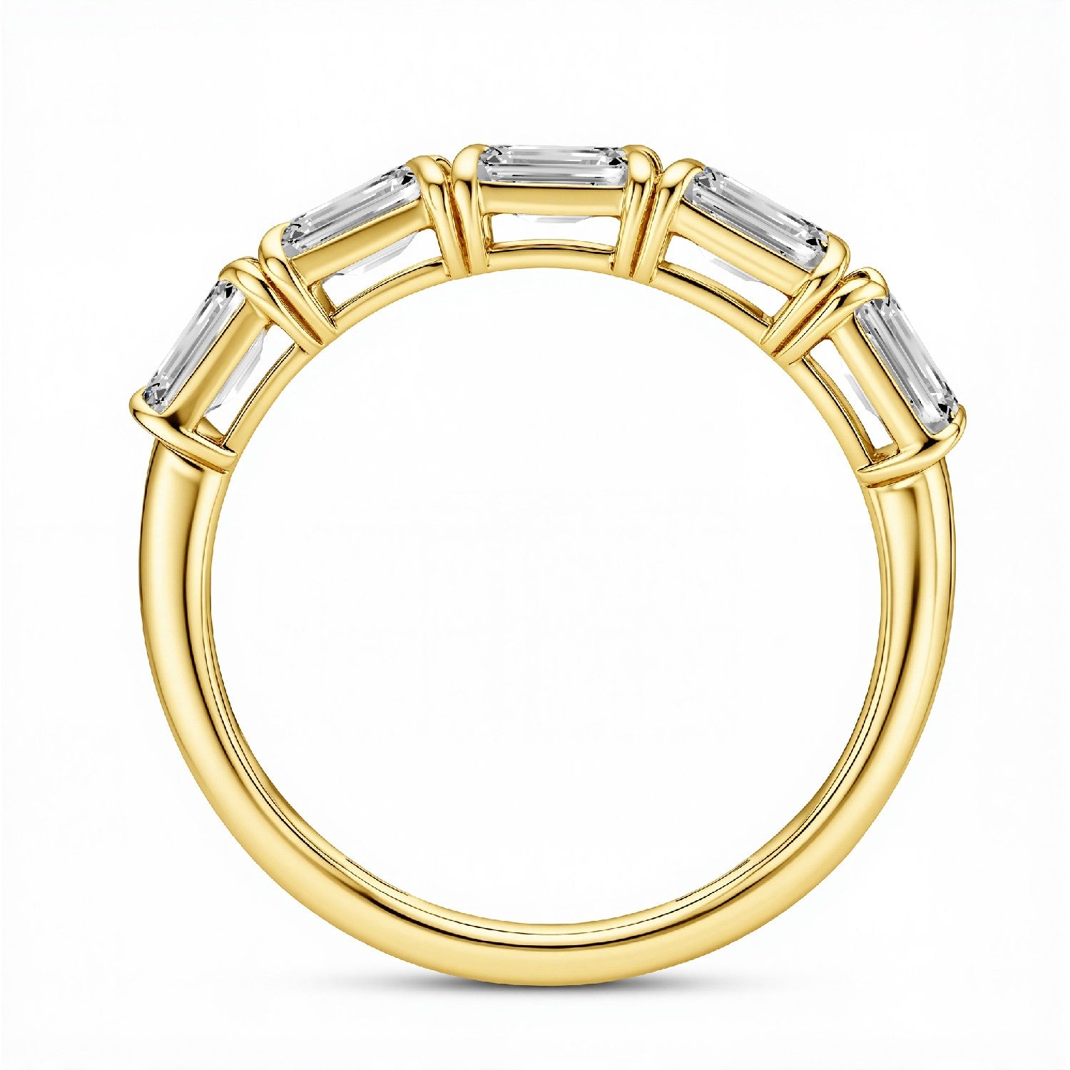 GrownńDiva 1.50 CTW Emerald-Cut Lab-Grown Diamond Five-Stone Band in 18KT Gold Vermeil