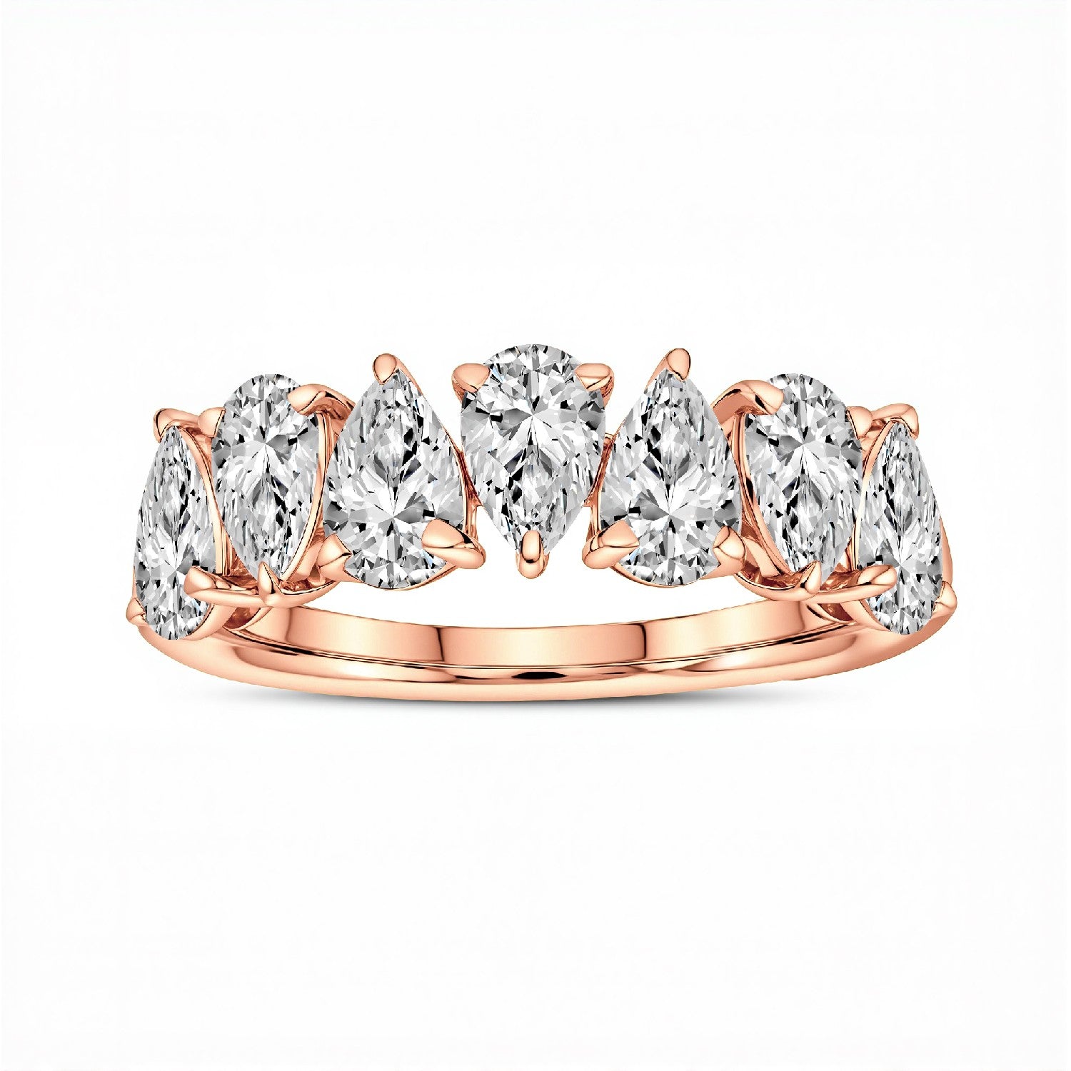 The Seven-Stone Pear shape band | 1.75 CTW Lab Diamond 18KT Gold Vermeil.GrownnDiva