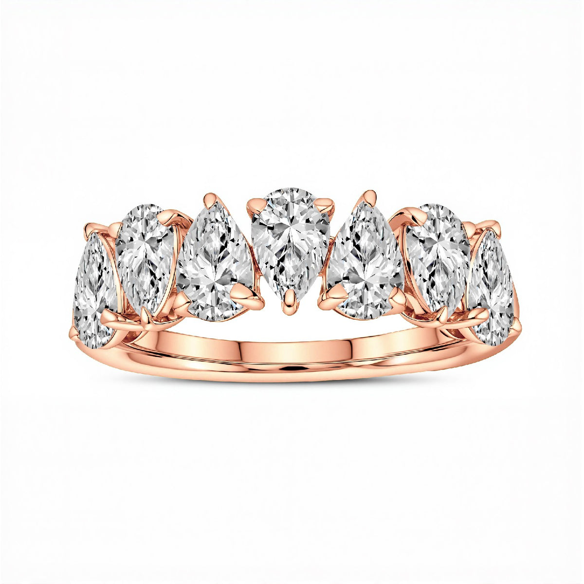 The Seven-Stone Pear shape band | 1.75 CTW Lab Diamond 18KT Gold Vermeil.GrownnDiva