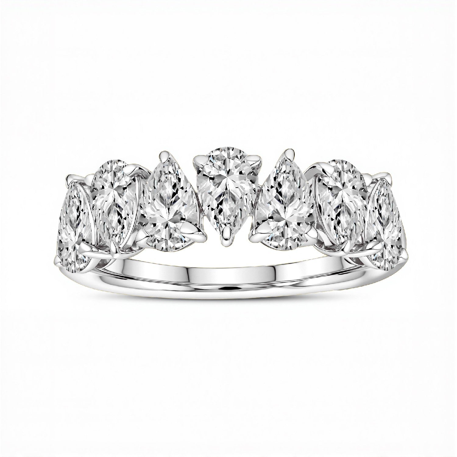 The Seven-Stone Pear shape band | 1.75 CTW Lab Diamond 18KT Gold Vermeil.GrownnDiva