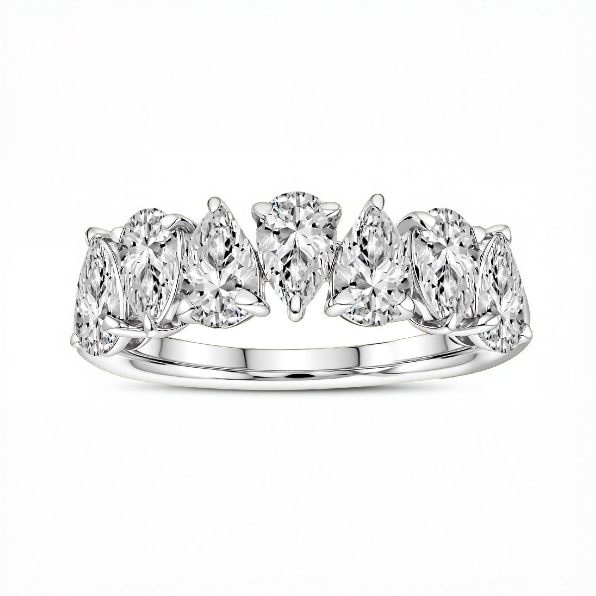 The Seven-Stone Pear shape band | 1.75 CTW Lab Diamond 18KT Gold Vermeil.GrownnDiva