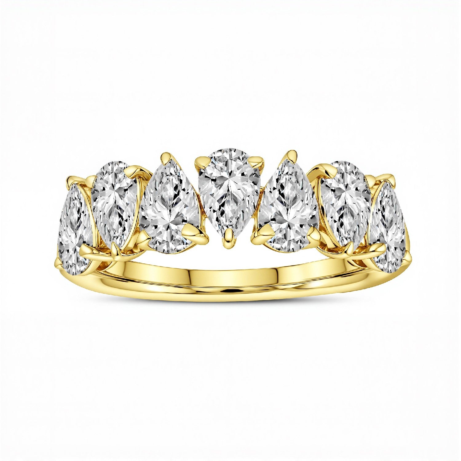 The Seven-Stone Pear shape band | 1.75 CTW Lab Diamond 18KT Gold Vermeil.GrownnDiva