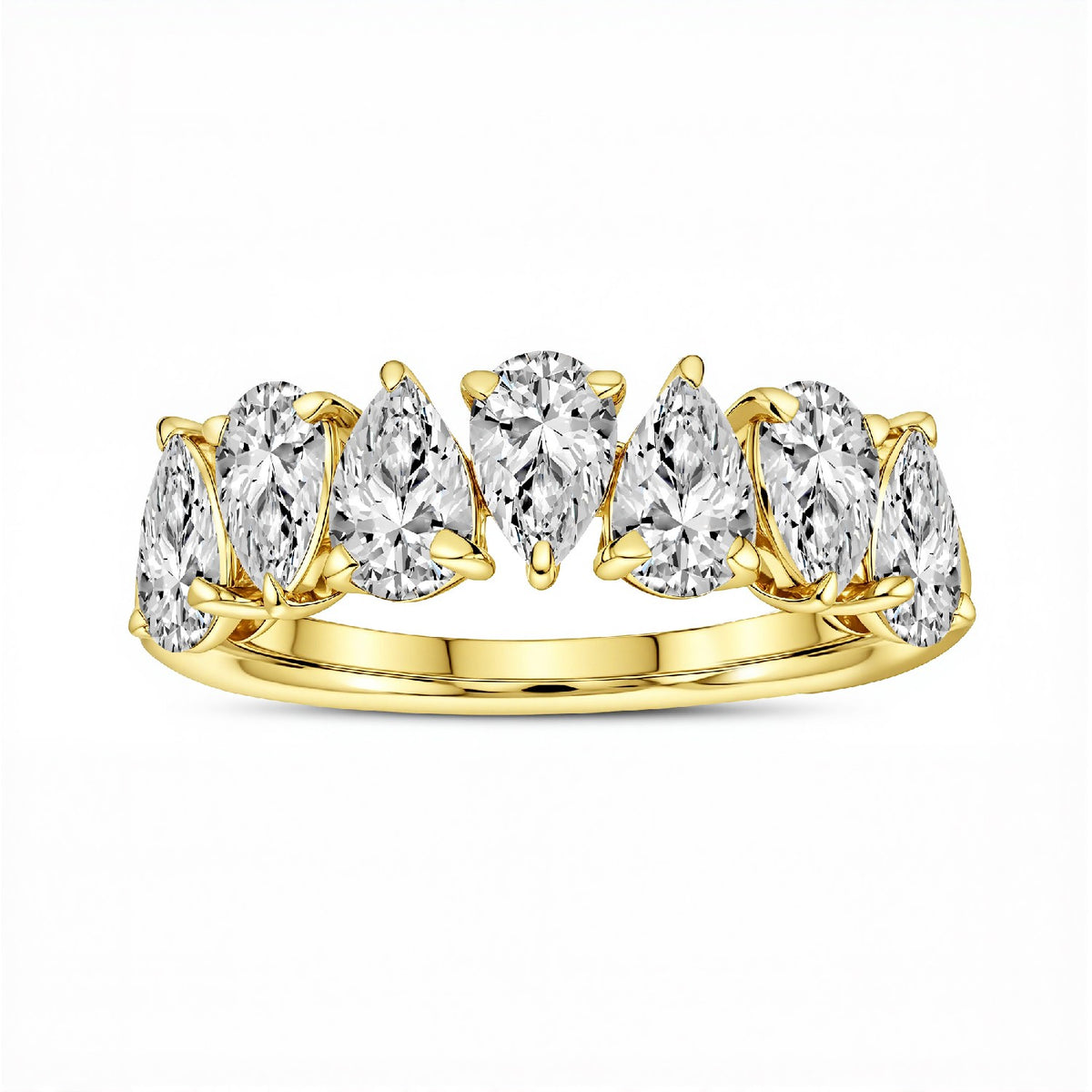 The Seven-Stone Pear shape band | 1.75 CTW Lab Diamond 18KT Gold Vermeil.GrownnDiva
