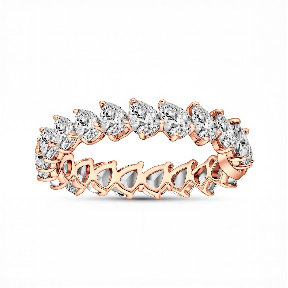 4.20 CTW Pear-Cut Lab Diamond Eternity Band | 18KT Gold Vermeil.GrownńDiva