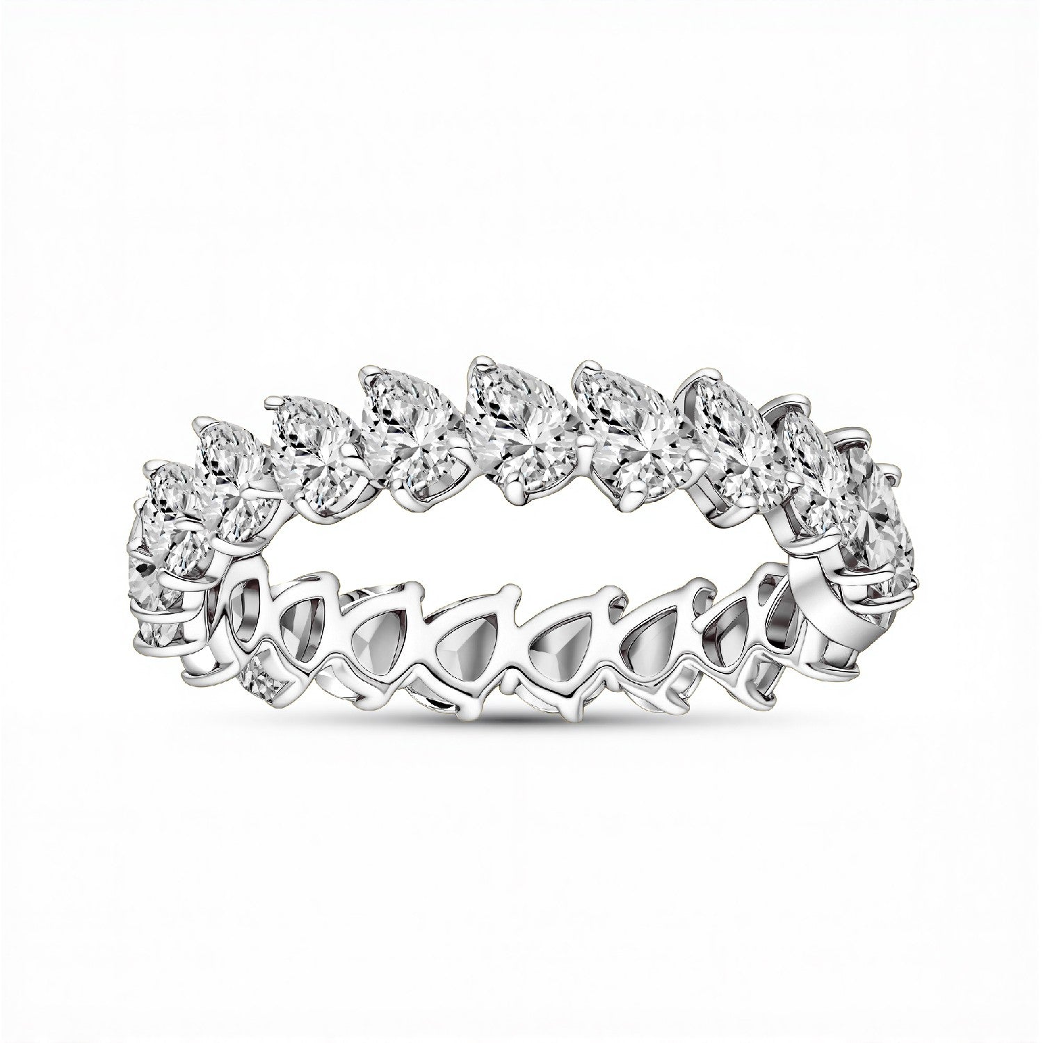 4.20 CTW Pear-Cut Lab Diamond Eternity Band | 18KT Gold Vermeil.GrownńDiva
