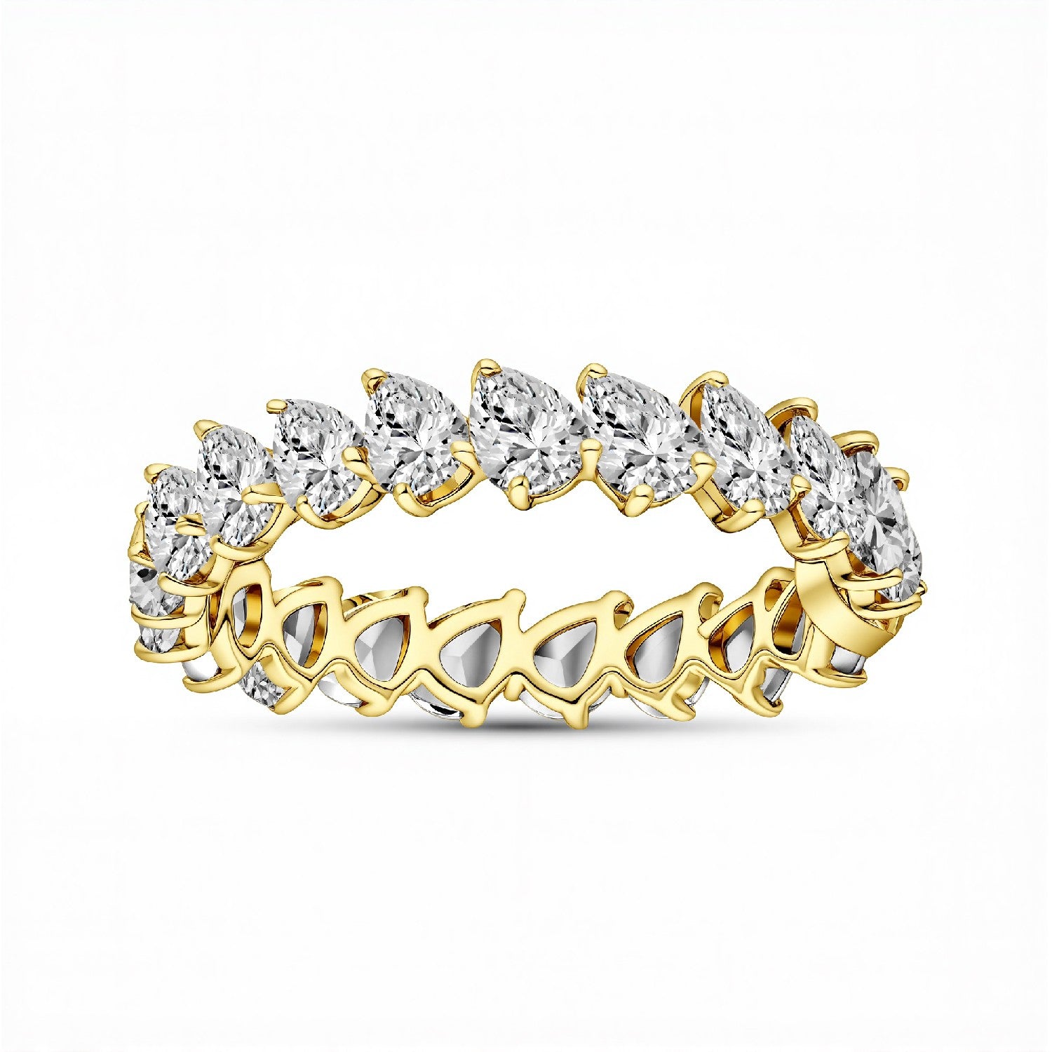 4.20 CTW Pear-Cut Lab Diamond Eternity Band | 18KT Gold Vermeil.GrownńDiva