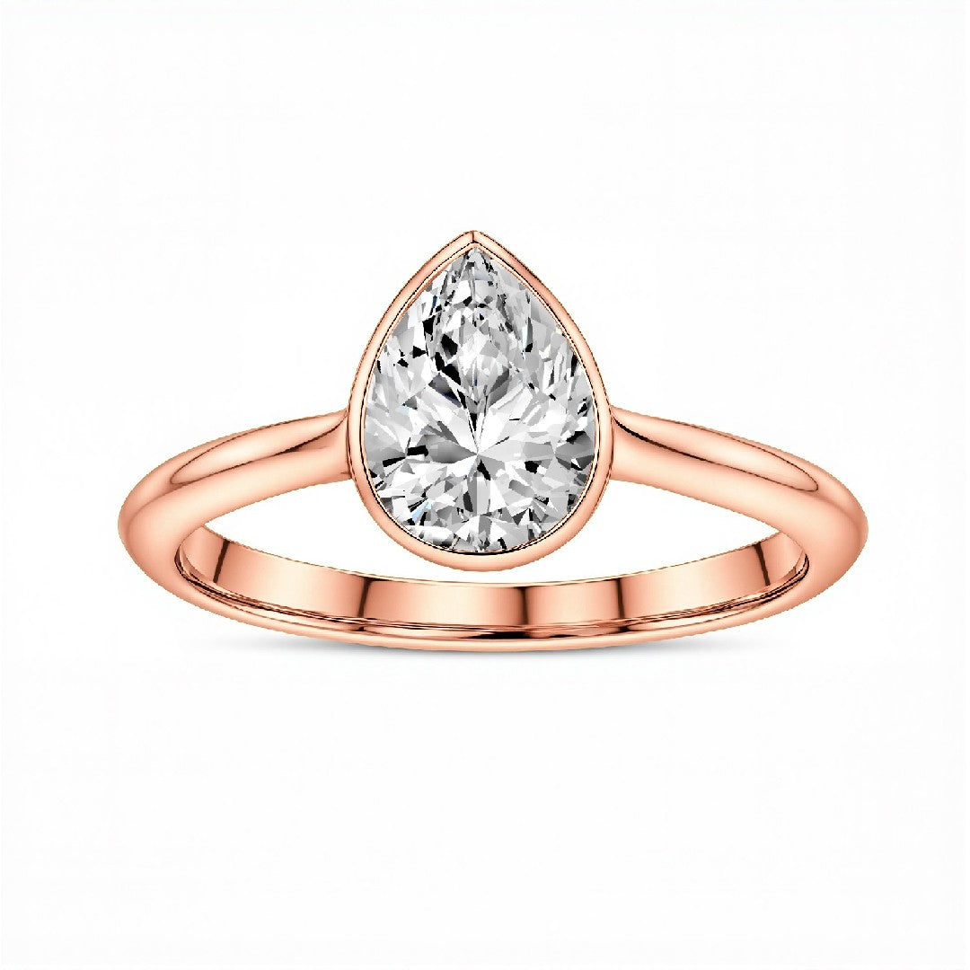 1.50 Carat Pear Cut Lab Diamond Solitaire Ring – 18kt Gold Vermeil on 925 Silver | GrownńDiva