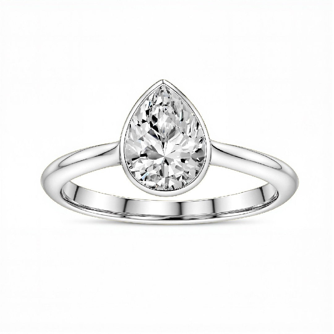 1.50 Carat Pear Cut Lab Diamond Solitaire Ring – 18kt Gold Vermeil on 925 Silver | GrownnDiva