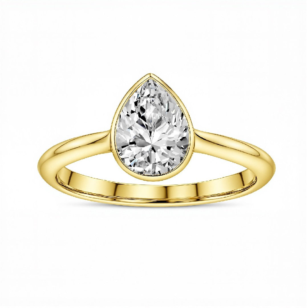 1.50 Carat Pear Cut Lab Diamond Solitaire Ring – 18kt Gold Vermeil on 925 Silver | GrownńDiva