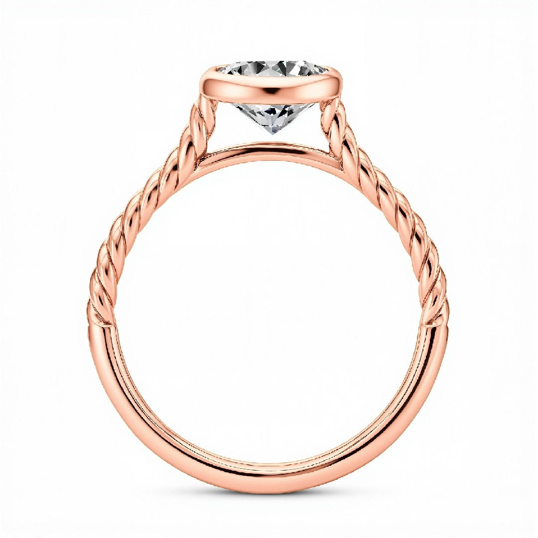 1.50 CT Round Brilliant Lab-Grown Diamond Bezel Solitaire Ring in 18kt Gold Vermeil by GrownńDiva