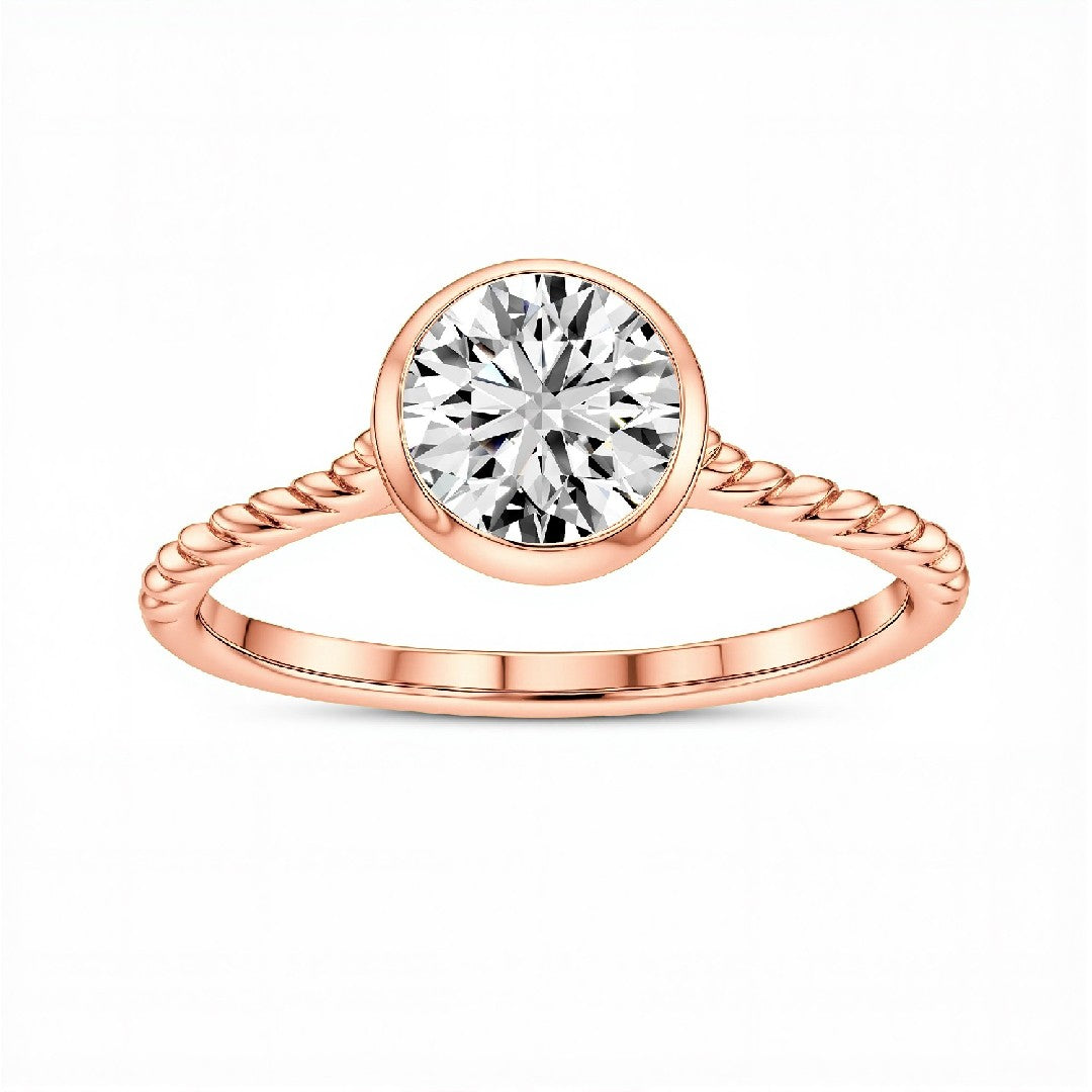 1.50 CT Round Brilliant Lab-Grown Diamond Bezel Solitaire Ring in 18kt Gold Vermeil by GrownńDiva