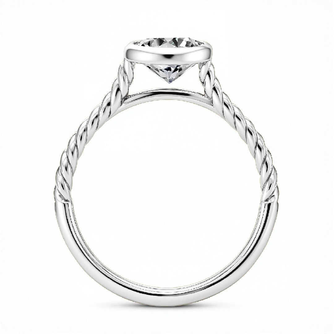 1.50 CT Round Brilliant Lab-Grown Diamond Bezel Solitaire Ring in 18kt Gold Vermeil by GrownńDiva