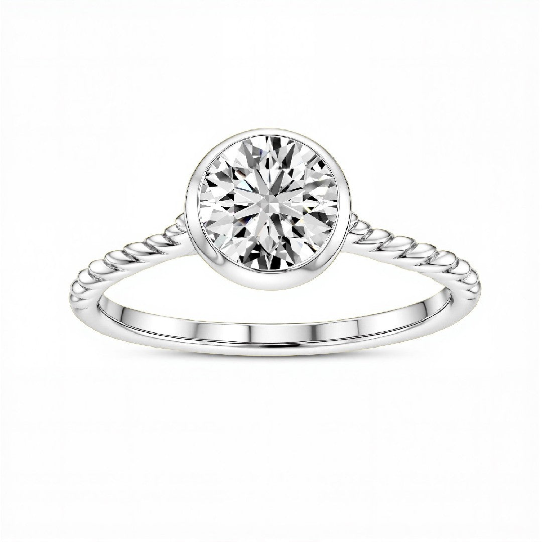 1.50 CT Round Brilliant Lab-Grown Diamond Bezel Solitaire Ring in 18kt Gold Vermeil by GrownńDiva